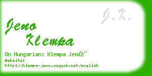 jeno klempa business card